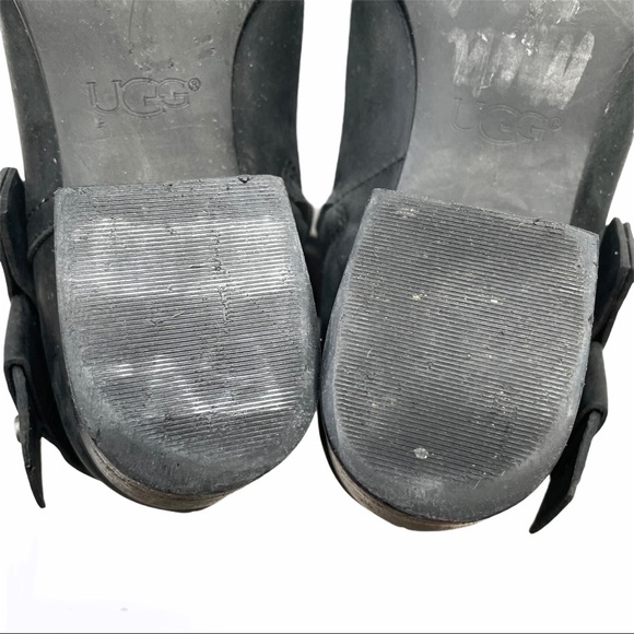 UGG Elysian Black Leather Round Toe Moto Boots Size 6 - Picture 4 of 11